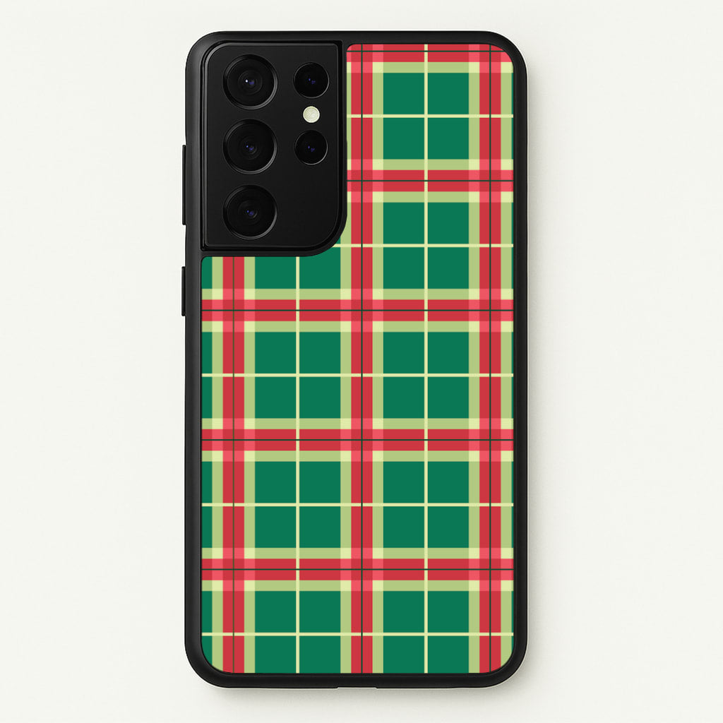 Red And Green Tartan II Christmas Pattern Galaxy S21 Ultra Case