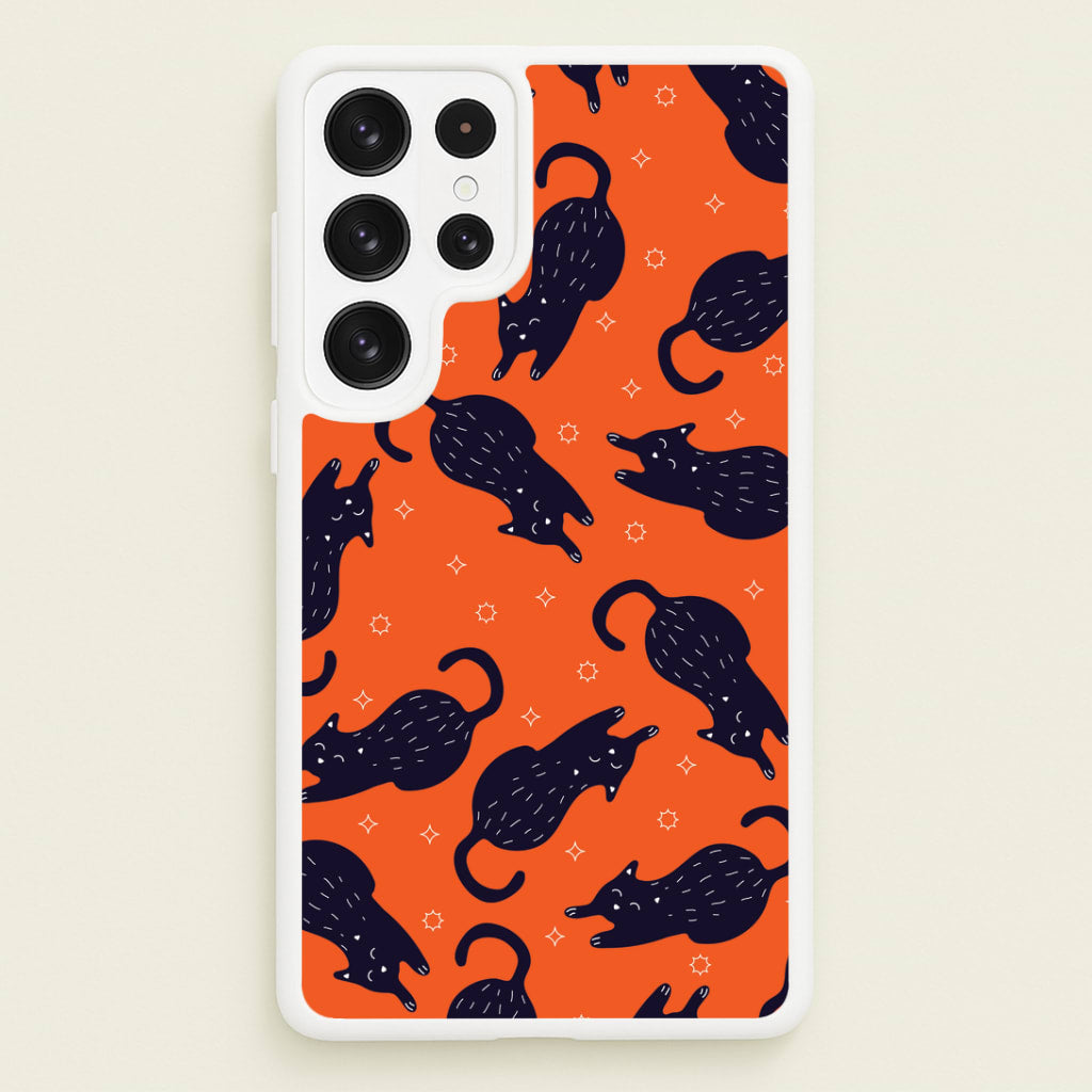Black Cats And Stars Pattern Galaxy S22 Ultra Case