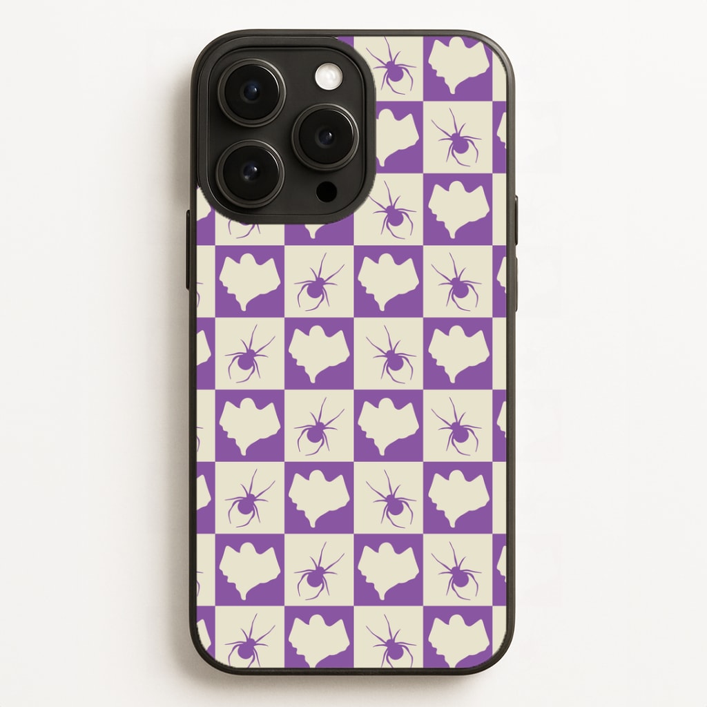 Spiders And Ghosts Checkered Pattern I iPhone 16 Pro Max Case