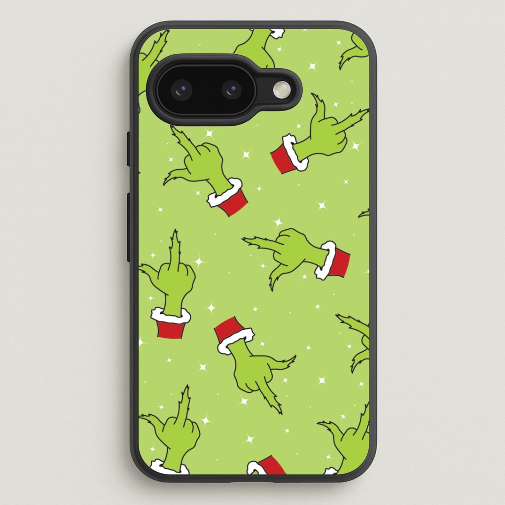 Green Middle Finger Christmas Pattern Google Pixel 9a Case
