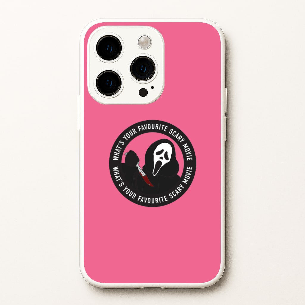 What's Your Favourite Scary Movie Badge iPhone 14 Pro Max Case