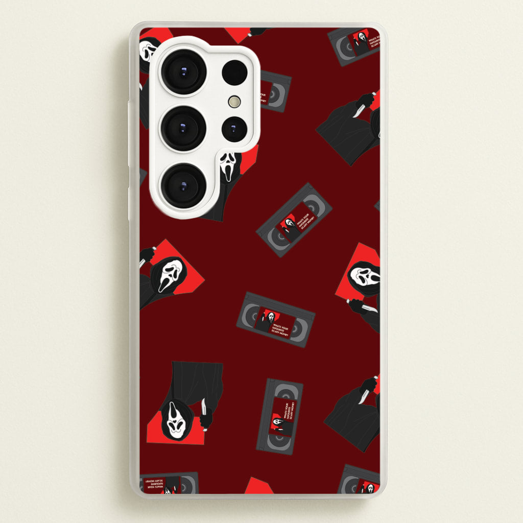 VHS & Ghostface Pattern Galaxy S25 Ultra Case