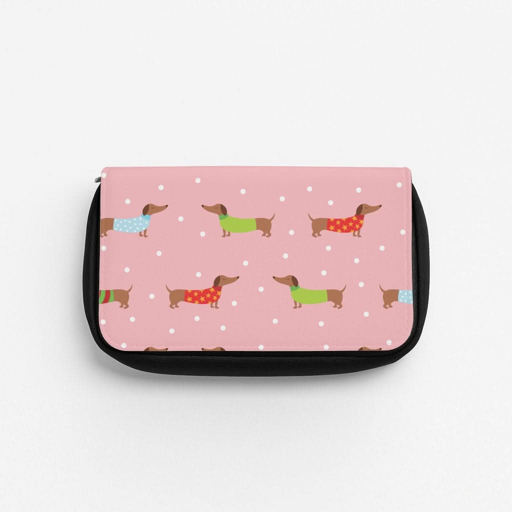 Christmas Jumpers Dachshund Pattern Pencil Case