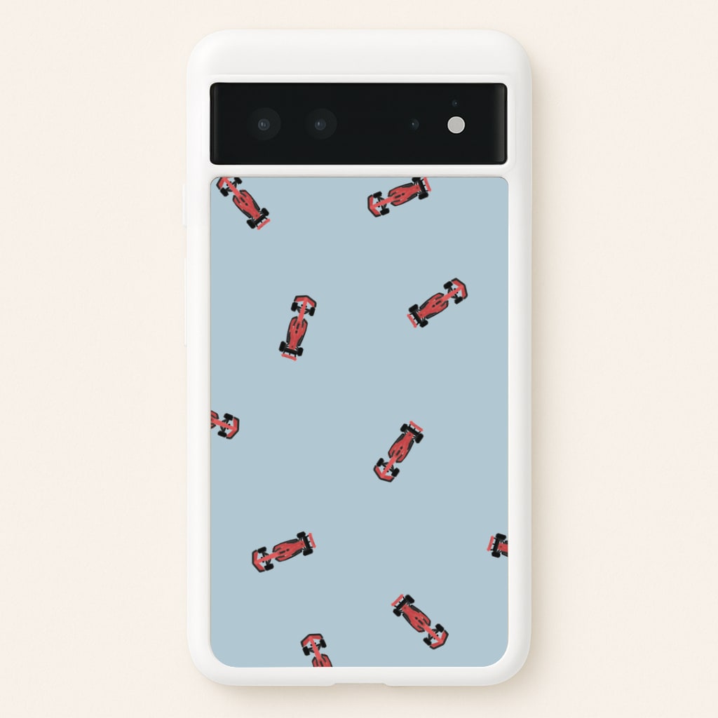 Race Cars Pattern Blue Google Pixel 6 Case