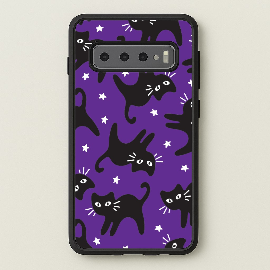 Cartoon Black Cats And Stars Pattern Galaxy S10 Case