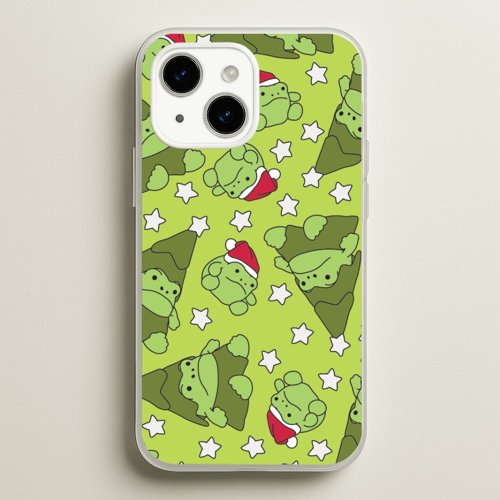 Christmas Frogs And Stars Plush Pattern iPhone 15 Plus Case
