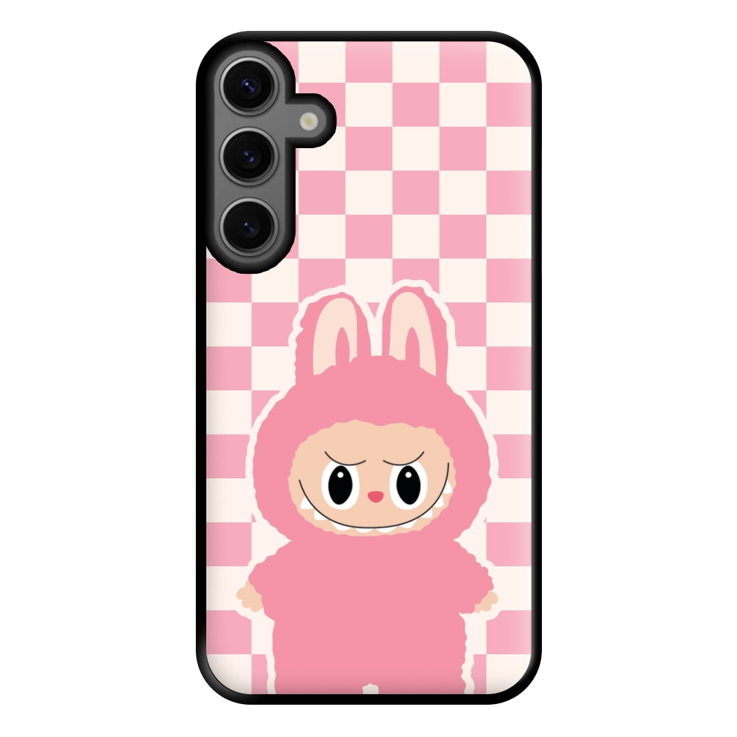 Checkered Cute Pink Monster Galaxy S24 Case
