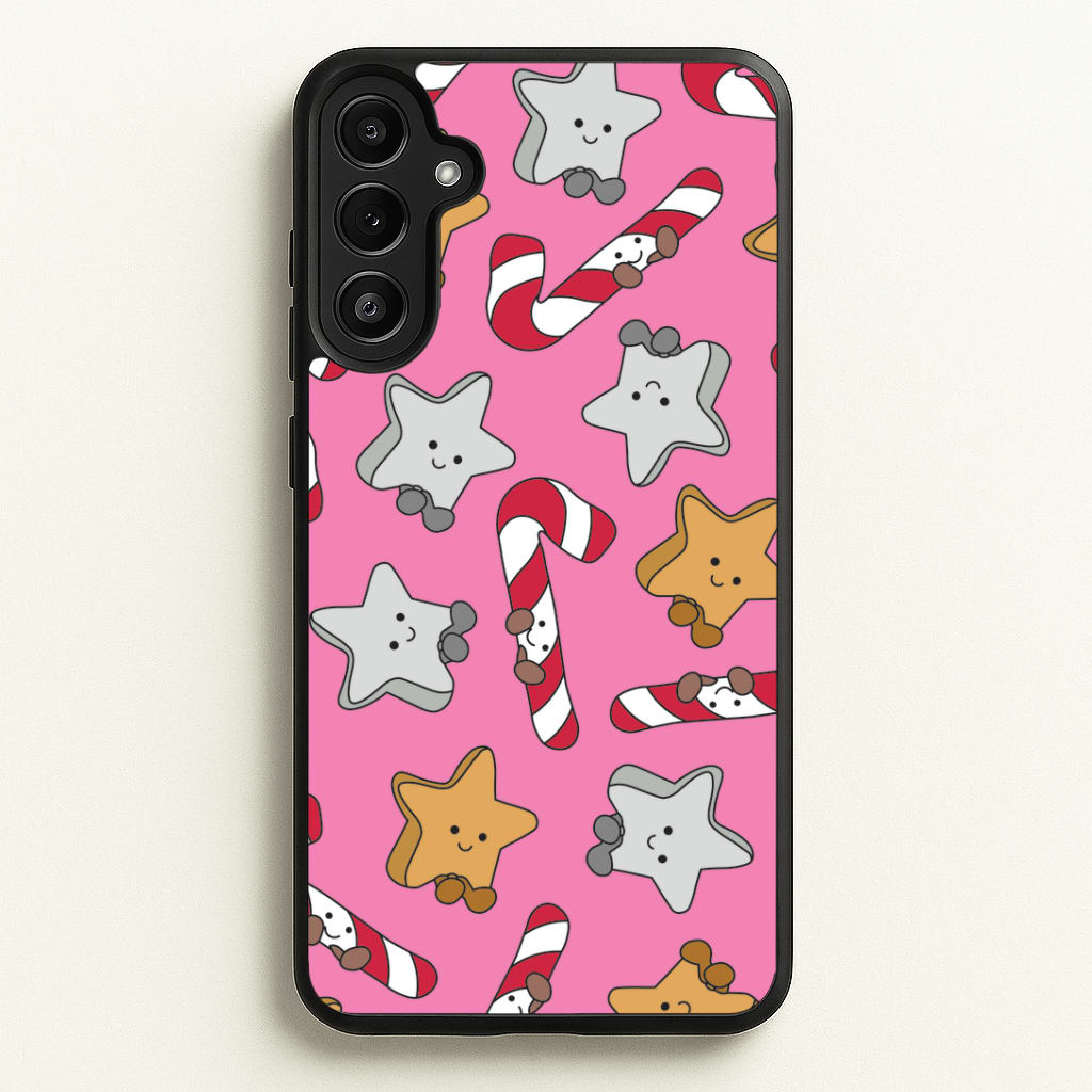 Pink Christmas Plushies Pattern Galaxy A34 Case