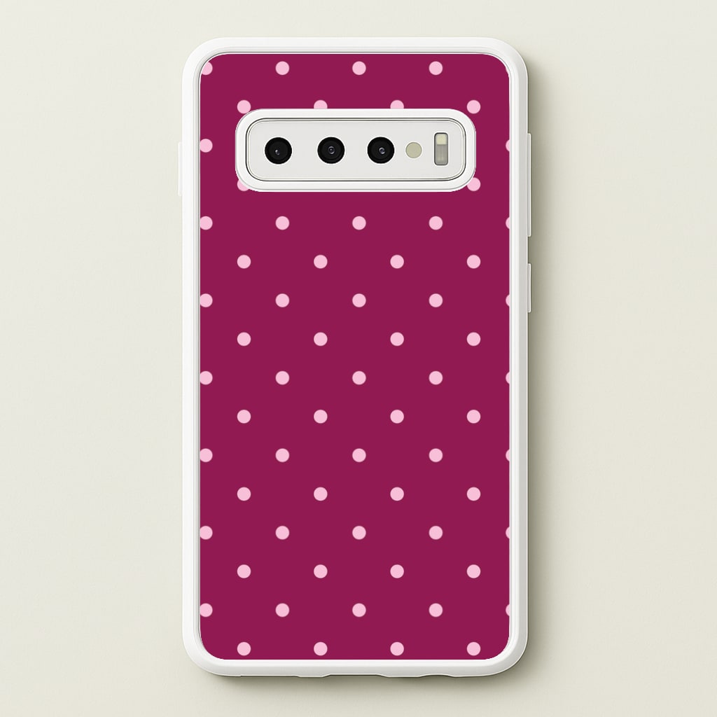 Raspberry Polka Dots Galaxy S10 Plus Case