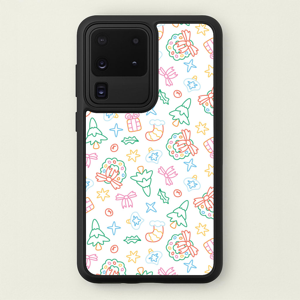 Neon Christmas Icons Pattern II Galaxy S20 Ultra Case