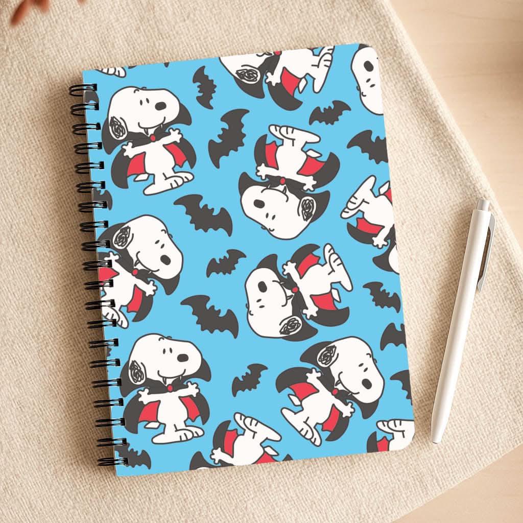 Cartoon Beagle Vampire And Bats Pattern Notepad