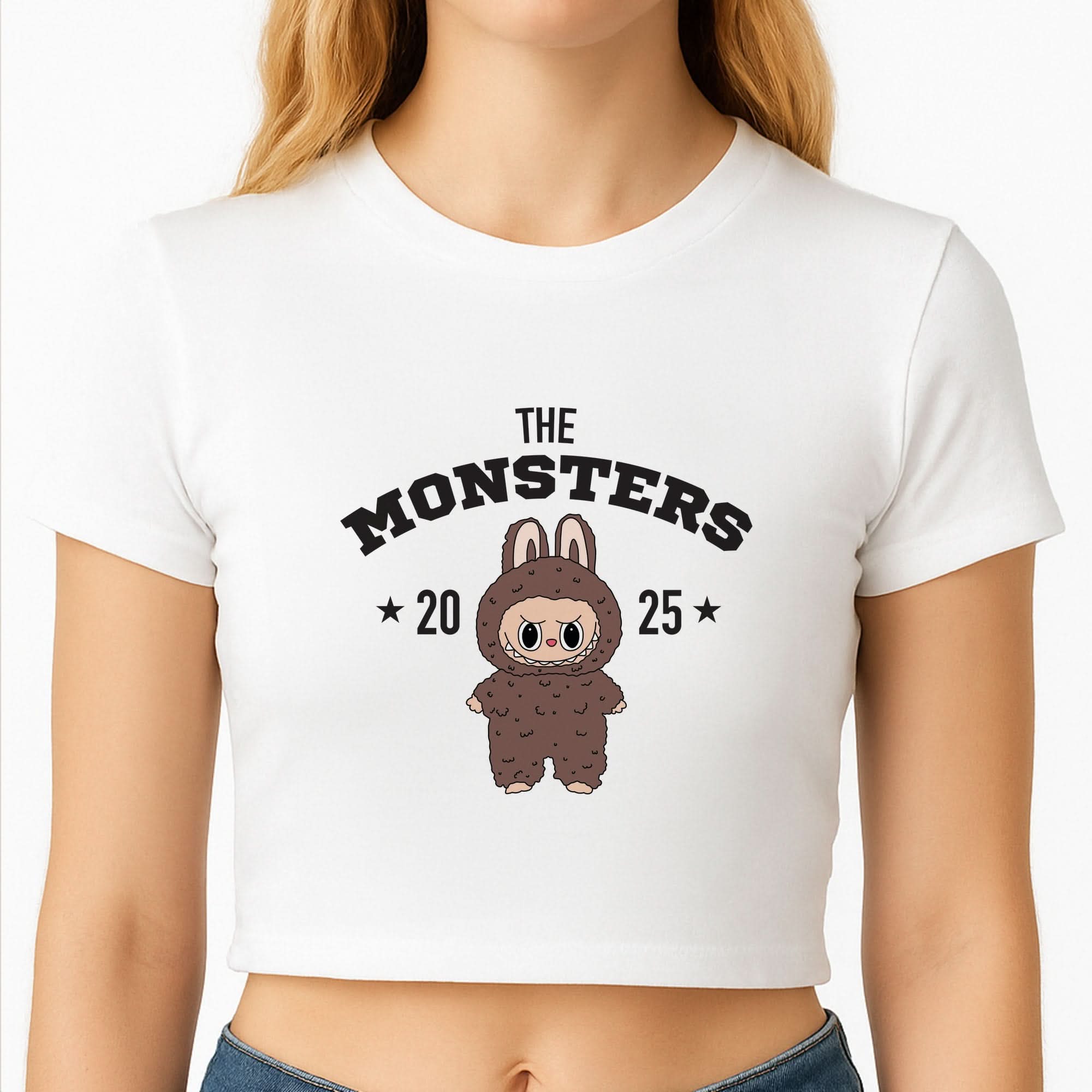 Cute Monster 2025 Biege Crop Top