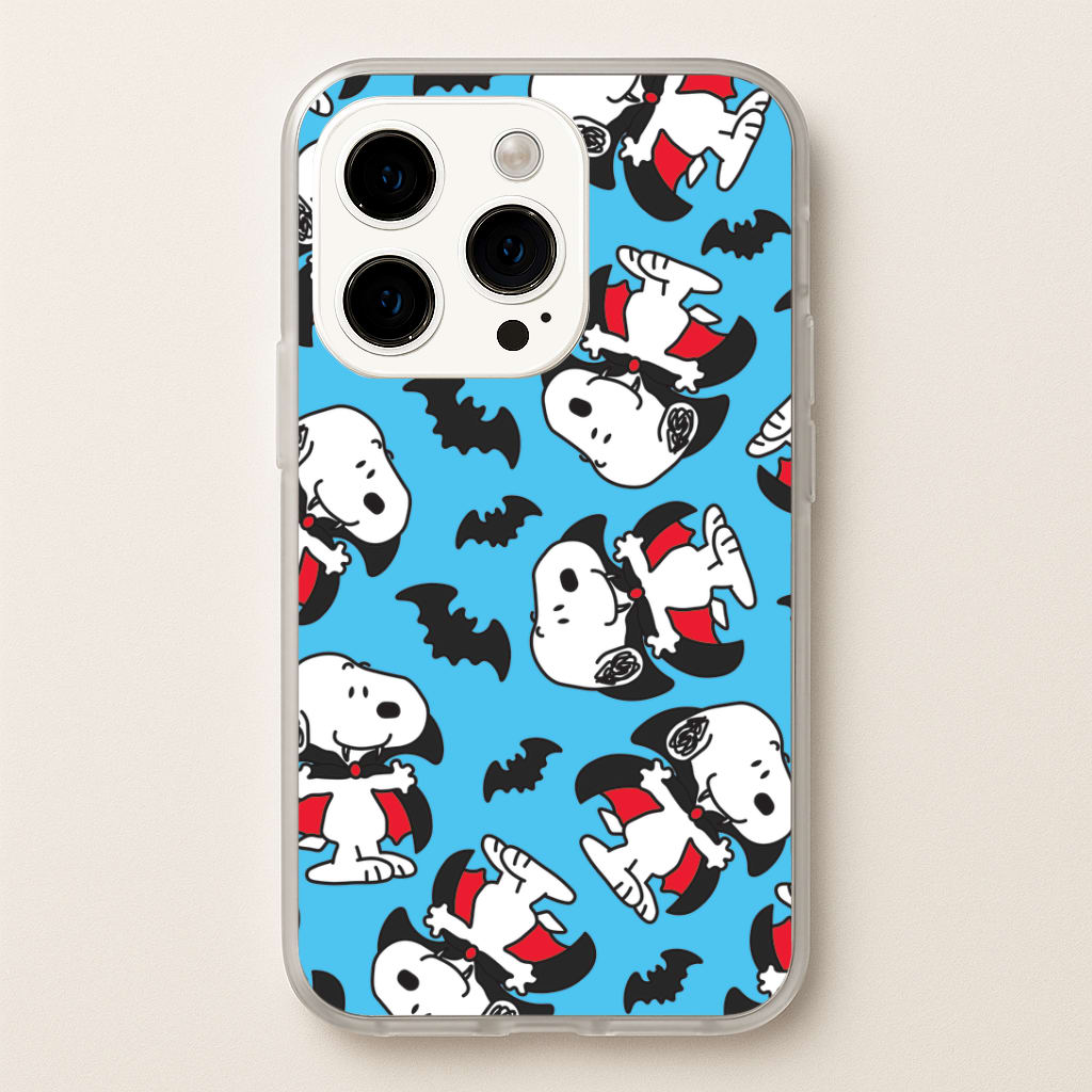 Cartoon Beagle Vampire And Bats Pattern iPhone 14 Pro Case