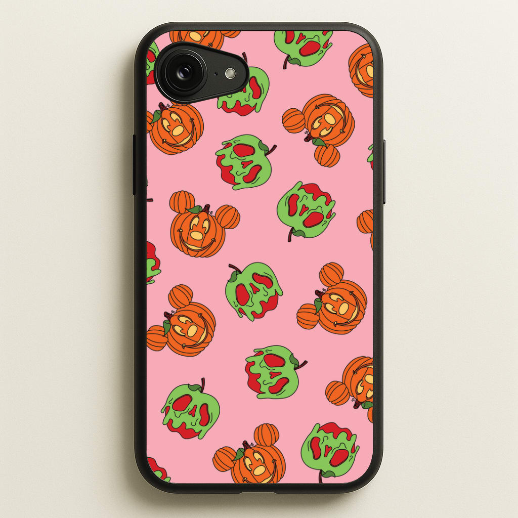 Pumpkin Mouse And Poison Apple Pattern iPhone 16e Case