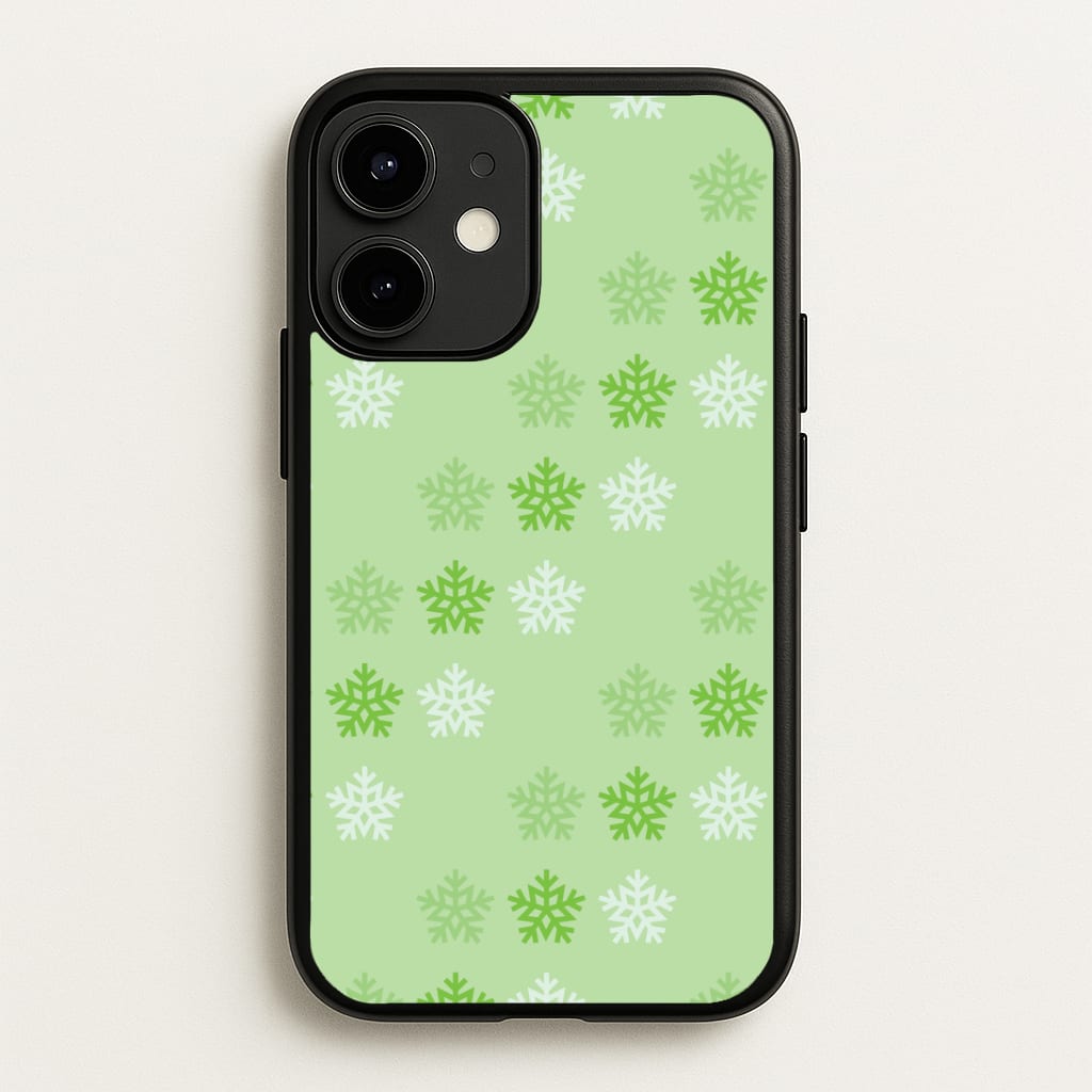 Green Slowflakes Christmas Pattern iPhone 12 Mini Case
