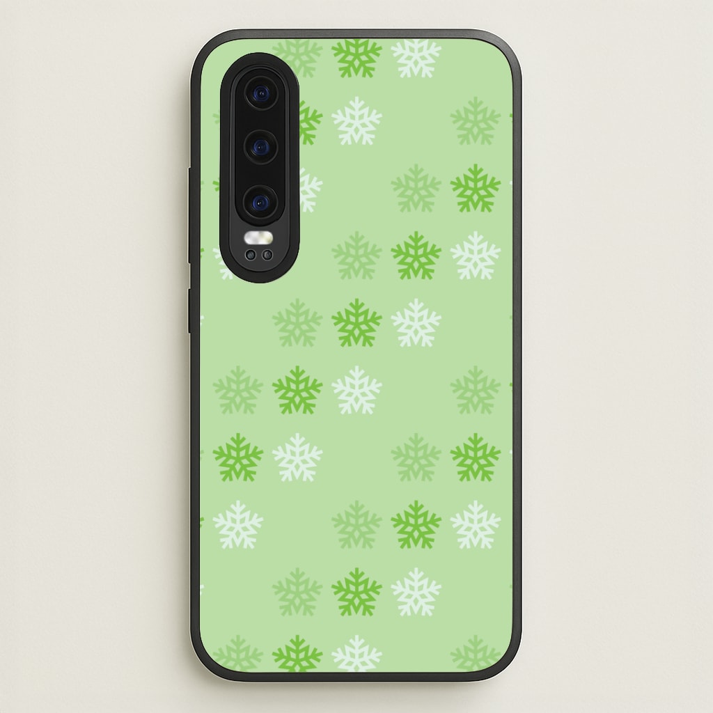 Green Slowflakes Christmas Pattern Huawei P30 Case