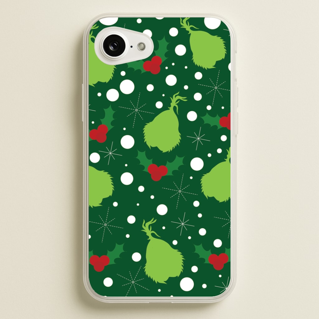 Green Creature Christmas Pattern iPhone 16e Case