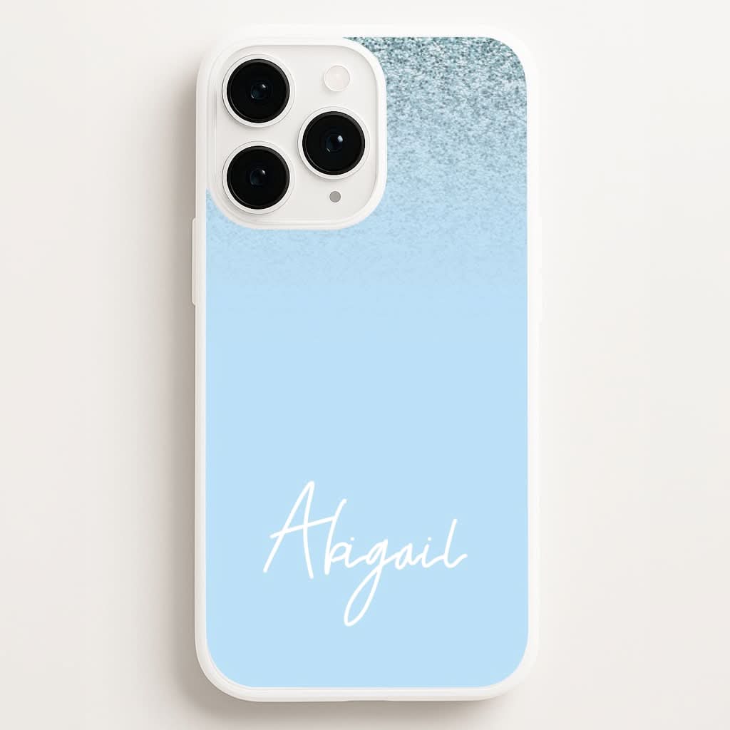 Blue Glitter Personalised Name Phone Case for Apple iPhone, Samsung Galaxy, Huawei and Google Pixel