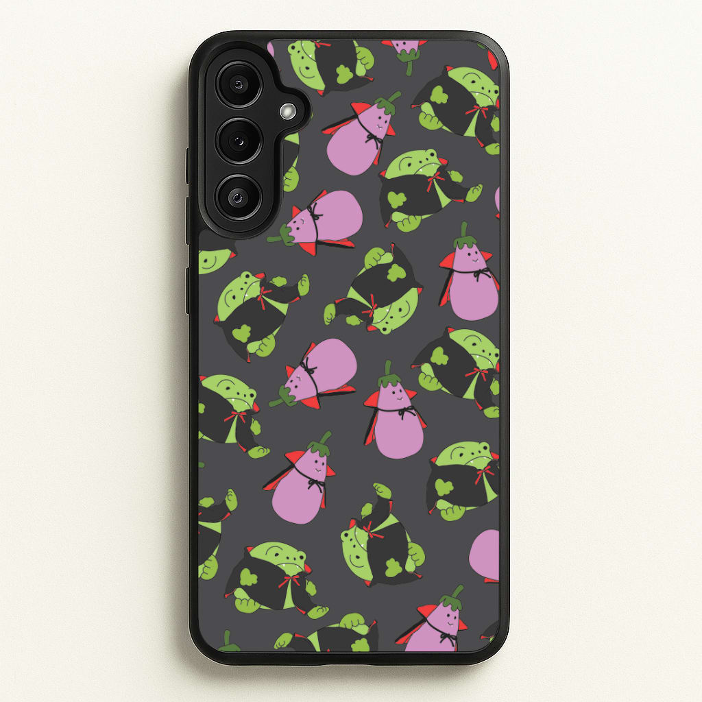 Vampire Frogs And Vegetables Pattern - Halloween Galaxy A34 Case