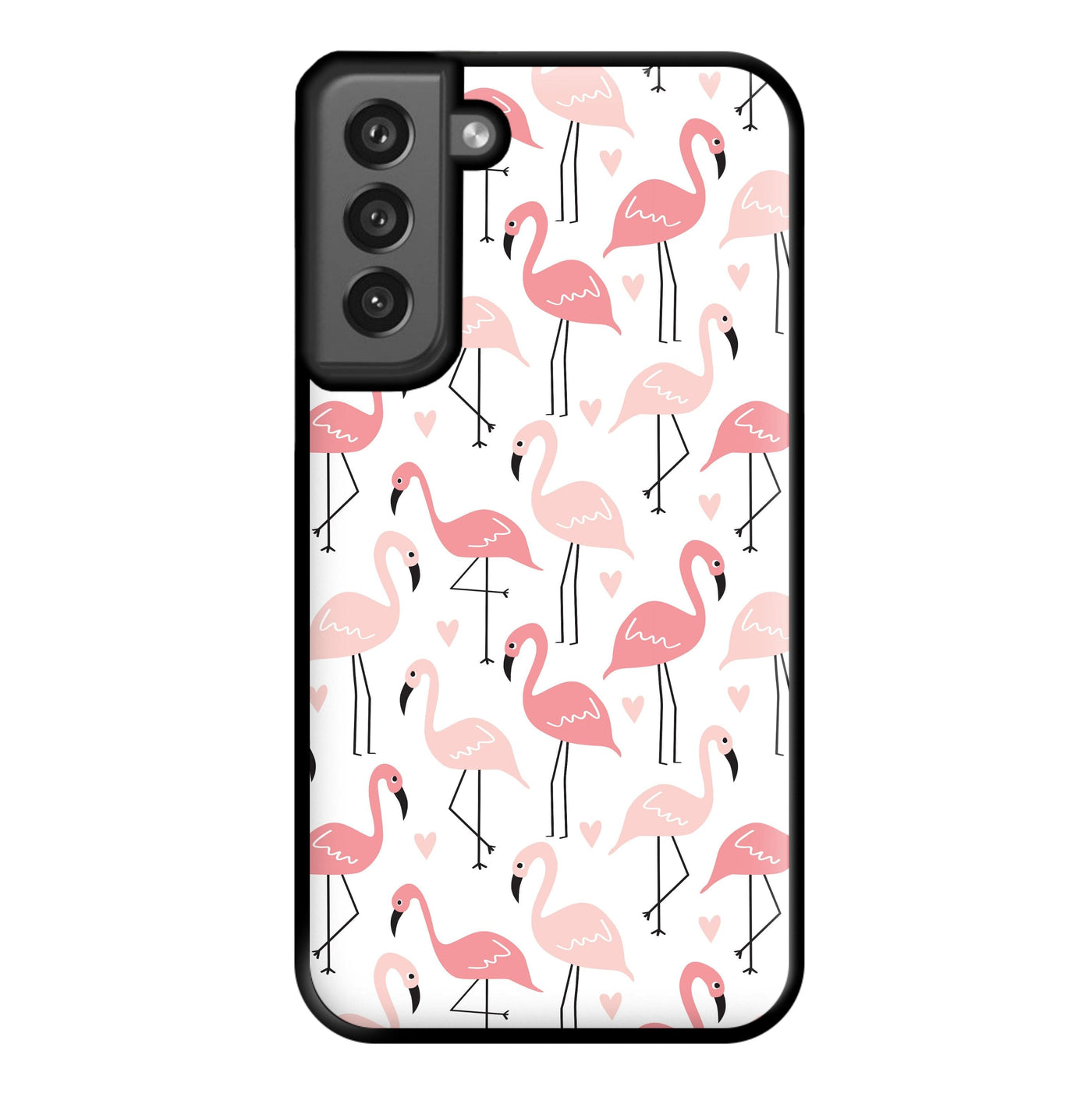 White & Pink Flamingo Pattern Phone Case