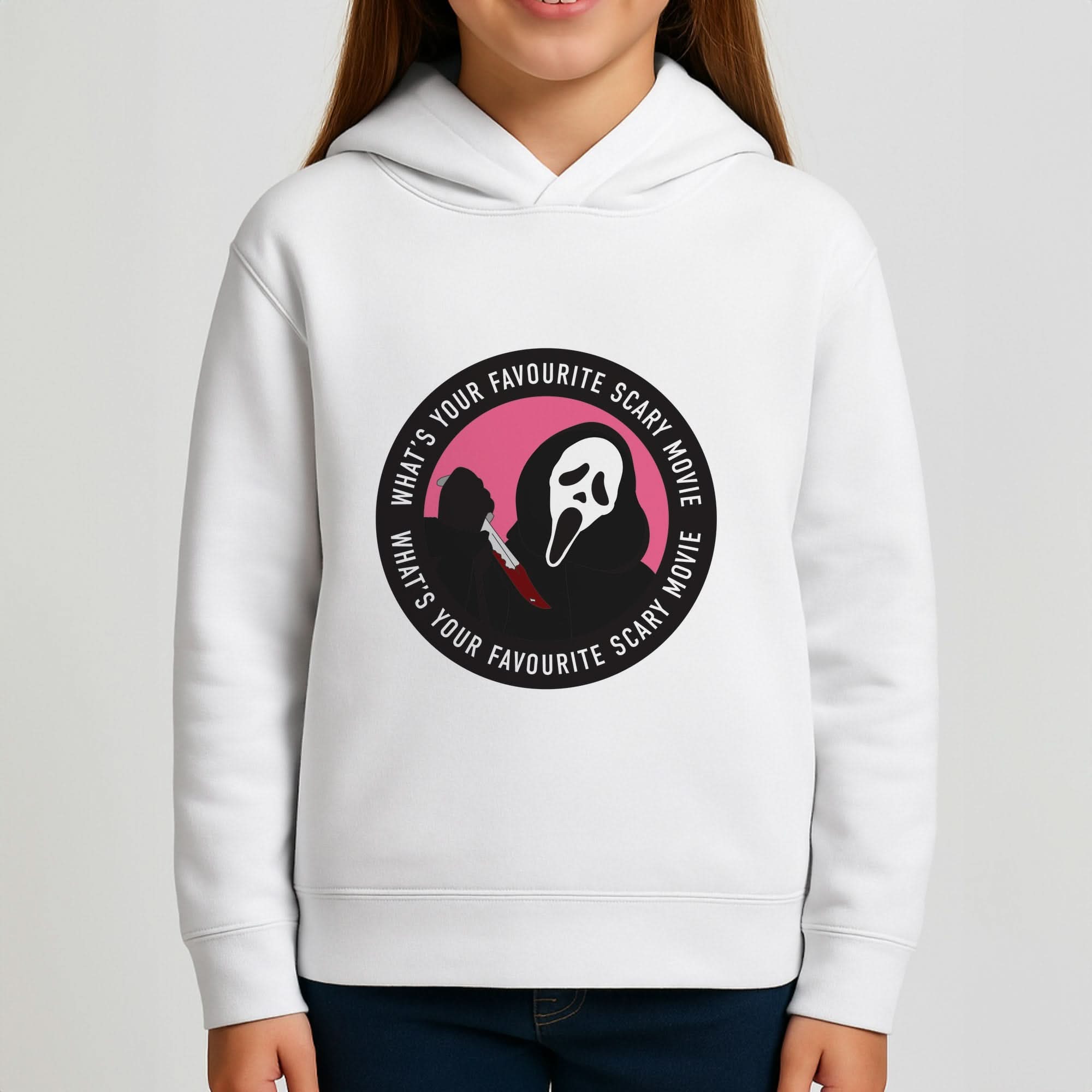 What's Your Favourite Scary Movie Badge Girls Hoodie