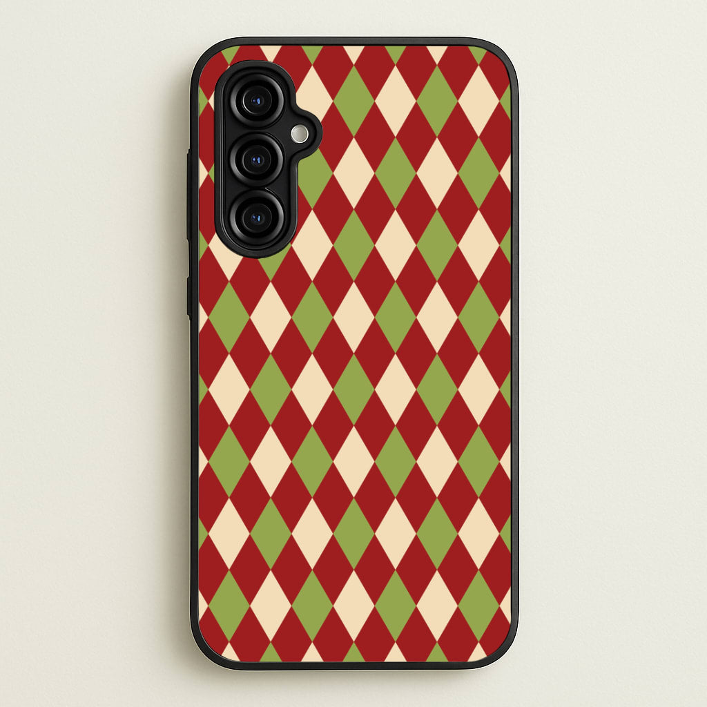 Red And Green Argyle Christmas Pattern Galaxy A54 Case
