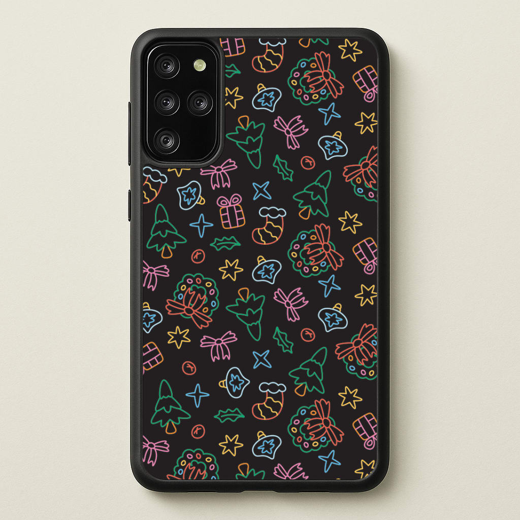 Neon Christmas Icons Pattern I Galaxy S20 Plus Case