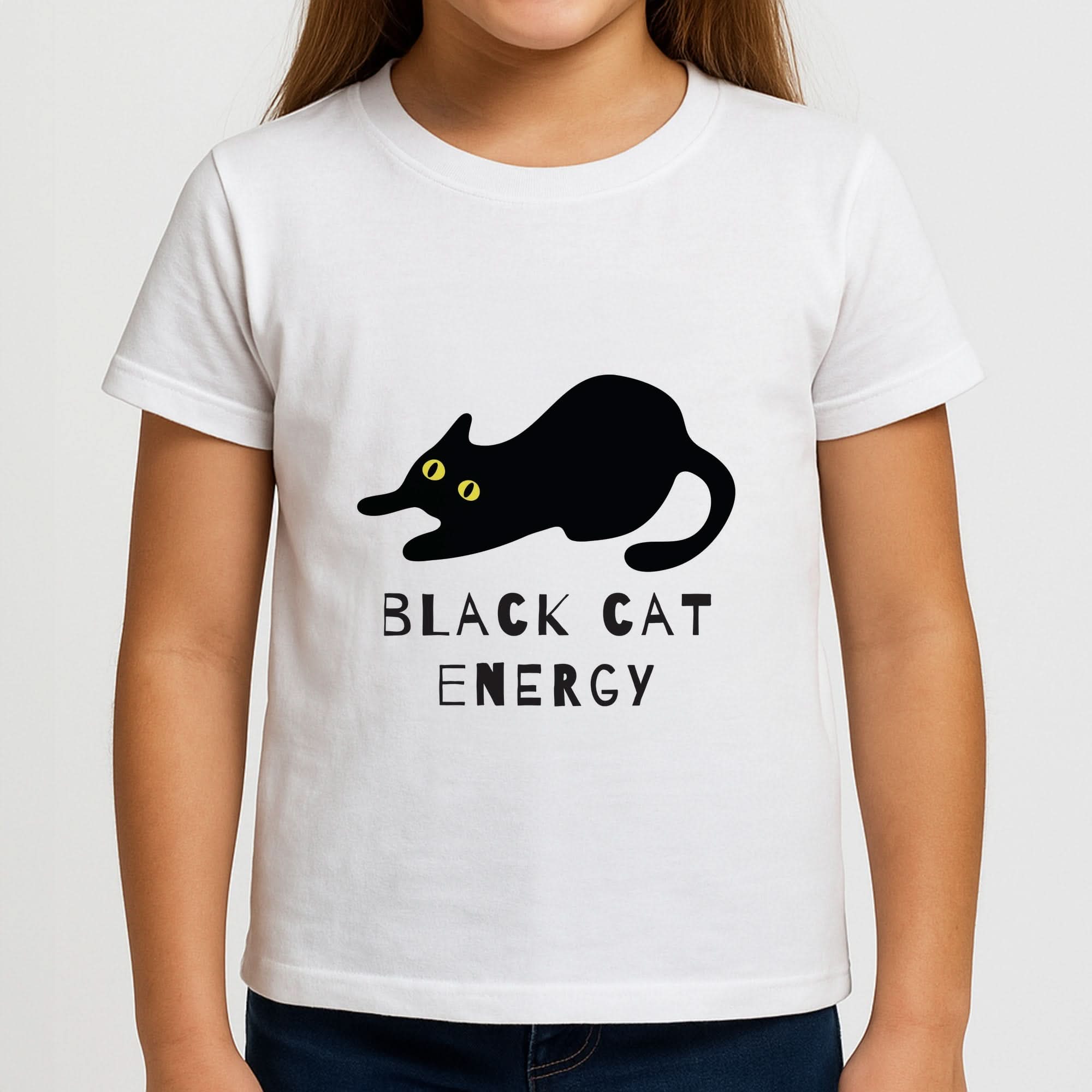 Black Cat Energy Girls T-Shirt