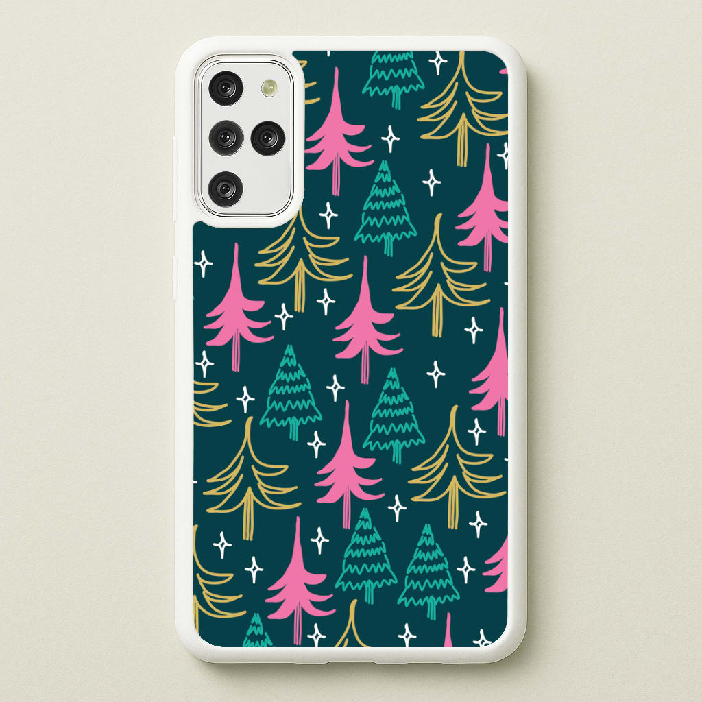 Colourful Sketched Christmas Trees Pattern Galaxy S20 Plus Case
