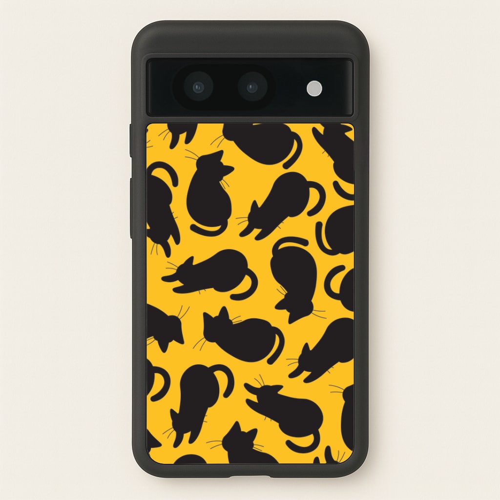 Black Cat Silhouettes Pattern Google Pixel 8a Case