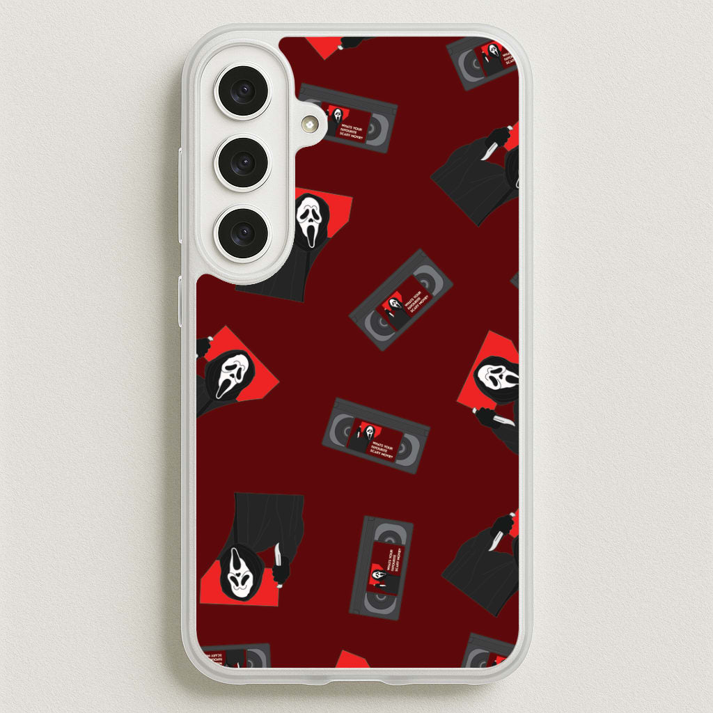VHS & Ghostface Pattern Galaxy S25FE Case