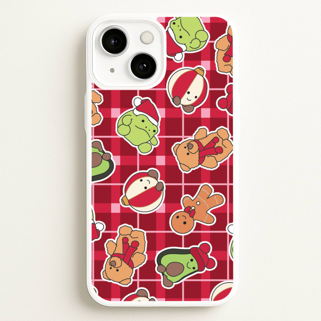 Christmas Plushies Tartan Pattern iPhone 13 Mini Case