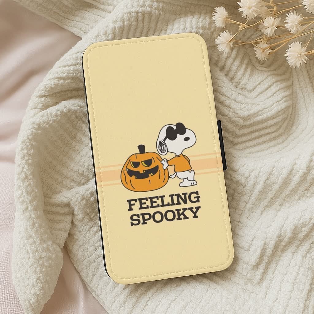 Feeling Spooky Cartoon Beagle Leather Phone Case