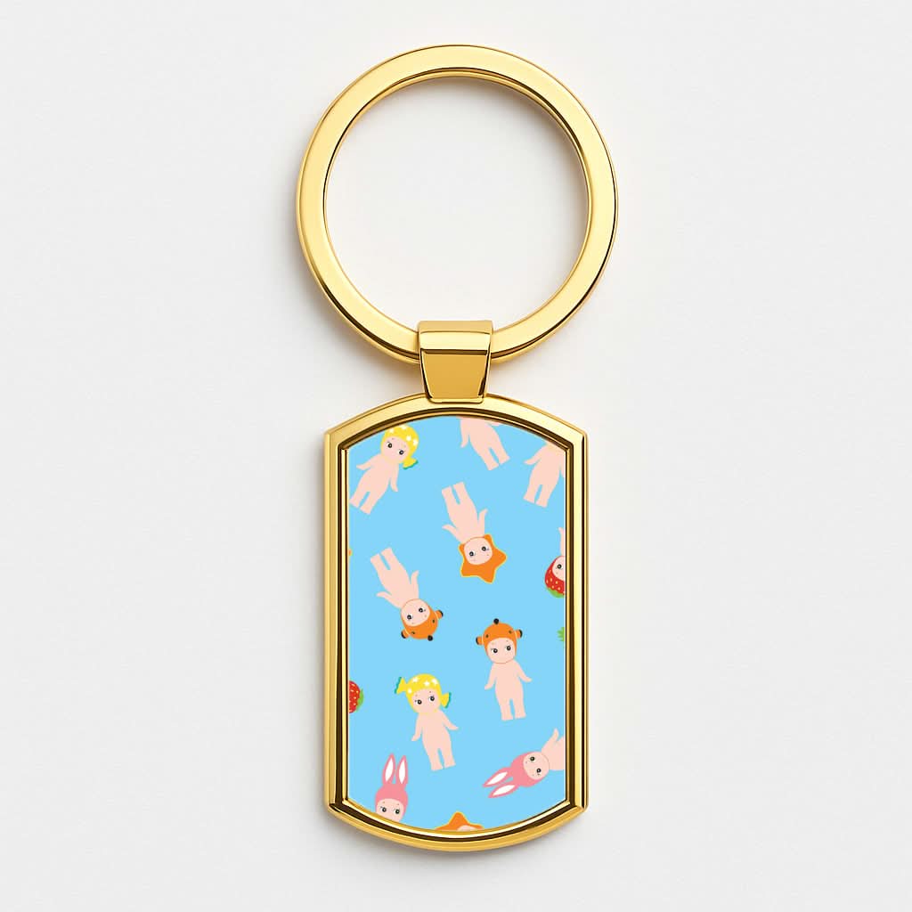 Angels Pattern Gold Keyring