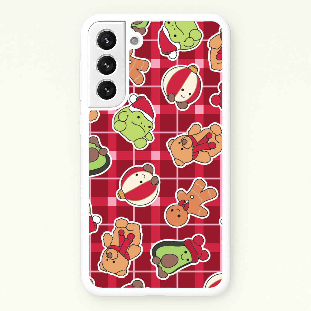 Christmas Plushies Tartan Pattern Galaxy S22 Case