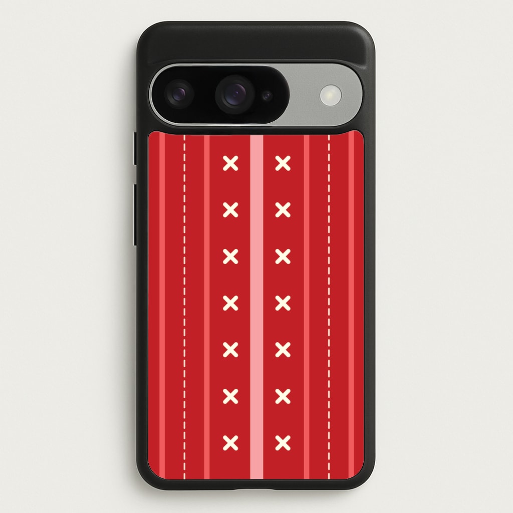 Stripes And Stitches Red Christmas Pattern Google Pixel 10 / 10 Pro Case