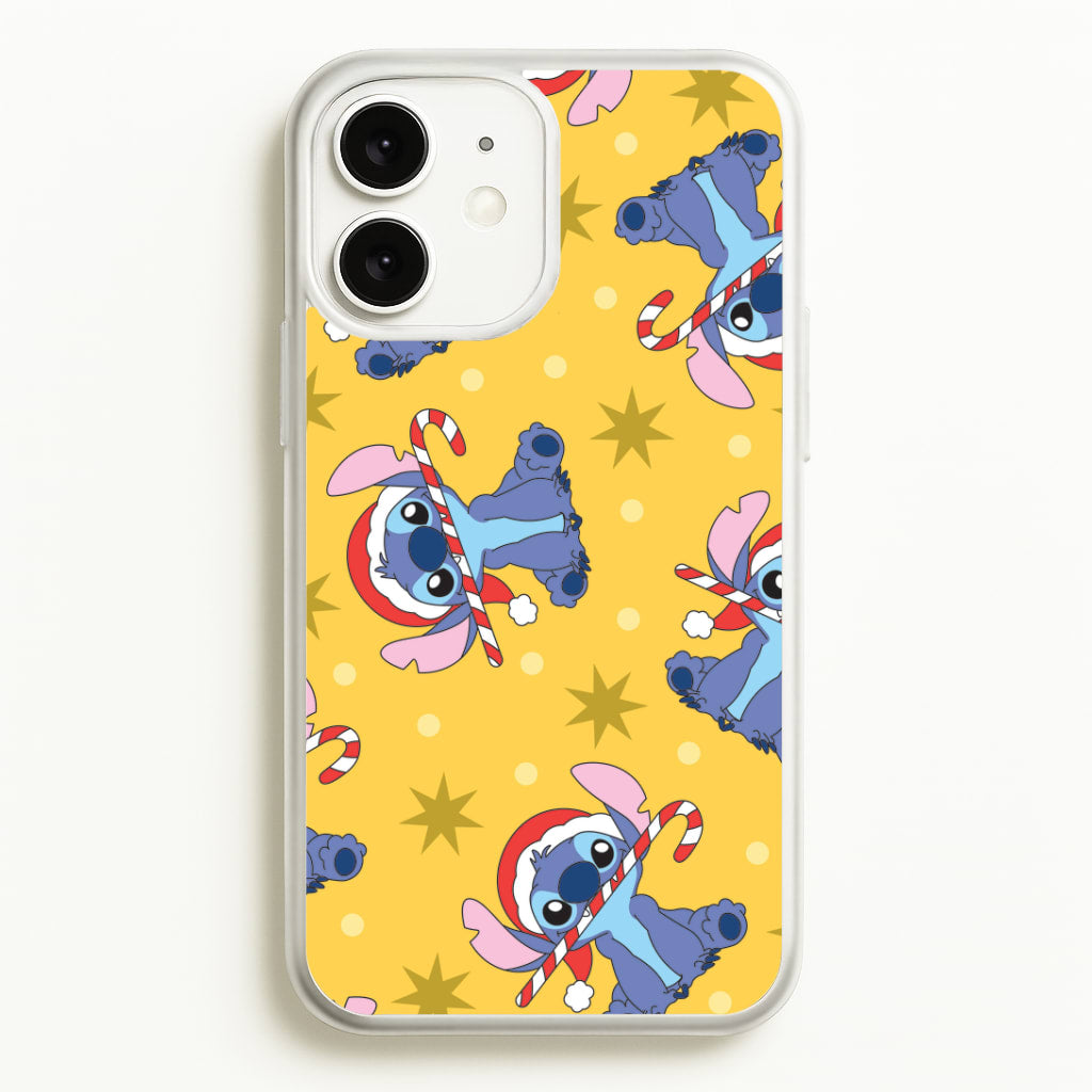 Cute Blue Alien Candycane Christmas Pattern iPhone 11 Case