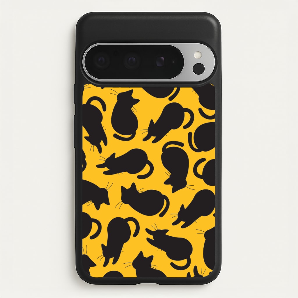 Black Cat Silhouettes Pattern Google Pixel 9 Pro XL Case