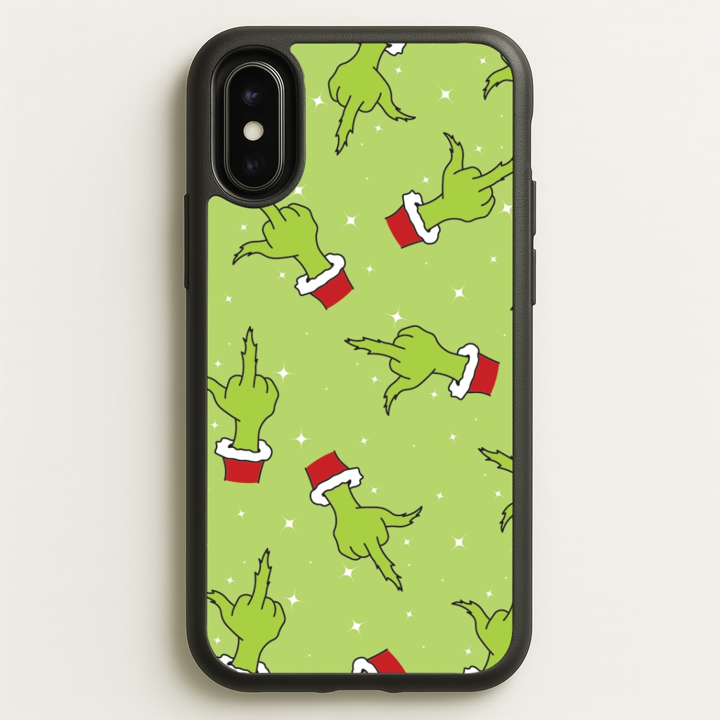 Green Middle Finger Christmas Pattern iPhone X / XS Case