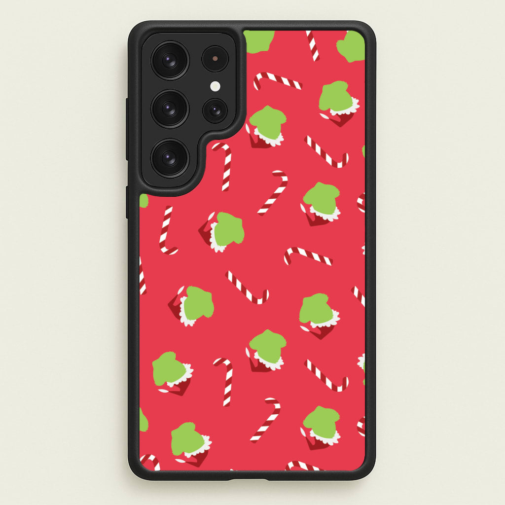 Green Creature And Candy Canes Pattern Galaxy S23 Ultra Case