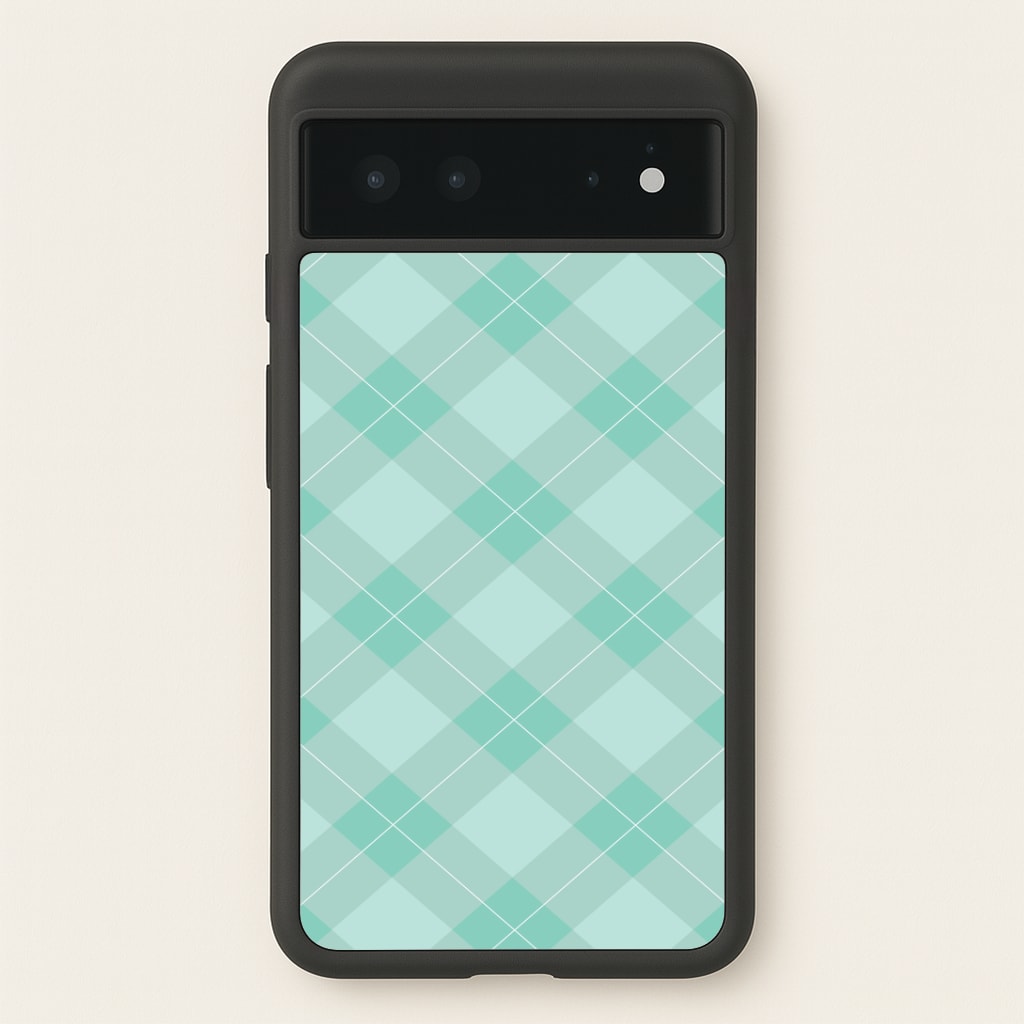 Light Cyan Tartan Christmas Pattern Google Pixel 6 Case