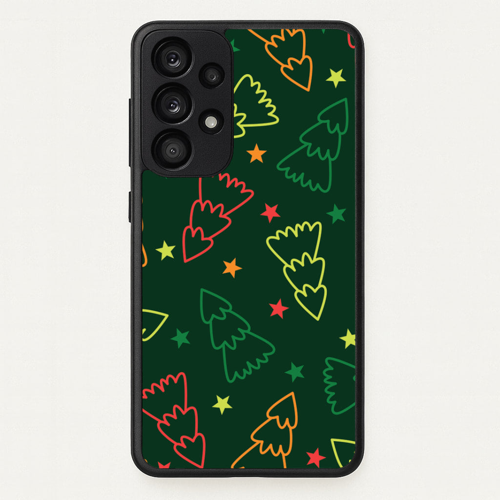Colourful Christmas Tree Outlines Pattern Galaxy A33 Case
