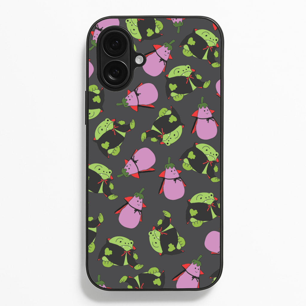 Vampire Frogs And Vegetables Pattern - Halloween iPhone 16 Plus Case