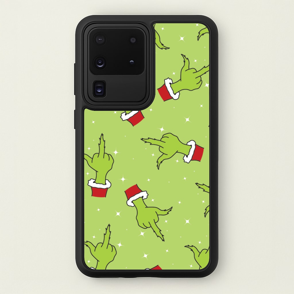 Green Middle Finger Christmas Pattern Galaxy S20 Ultra Case