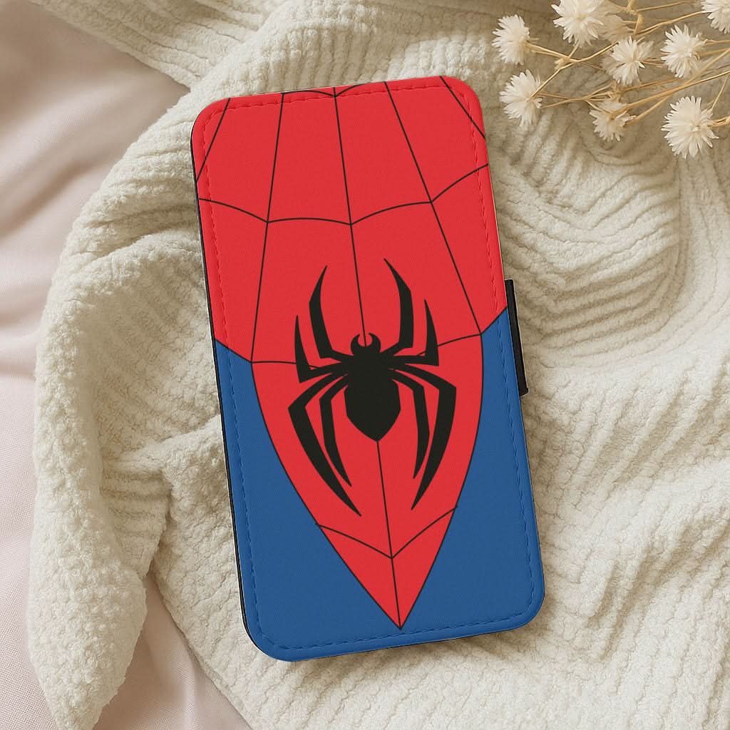 Red And Blue Spider Costume Leather Phone Case