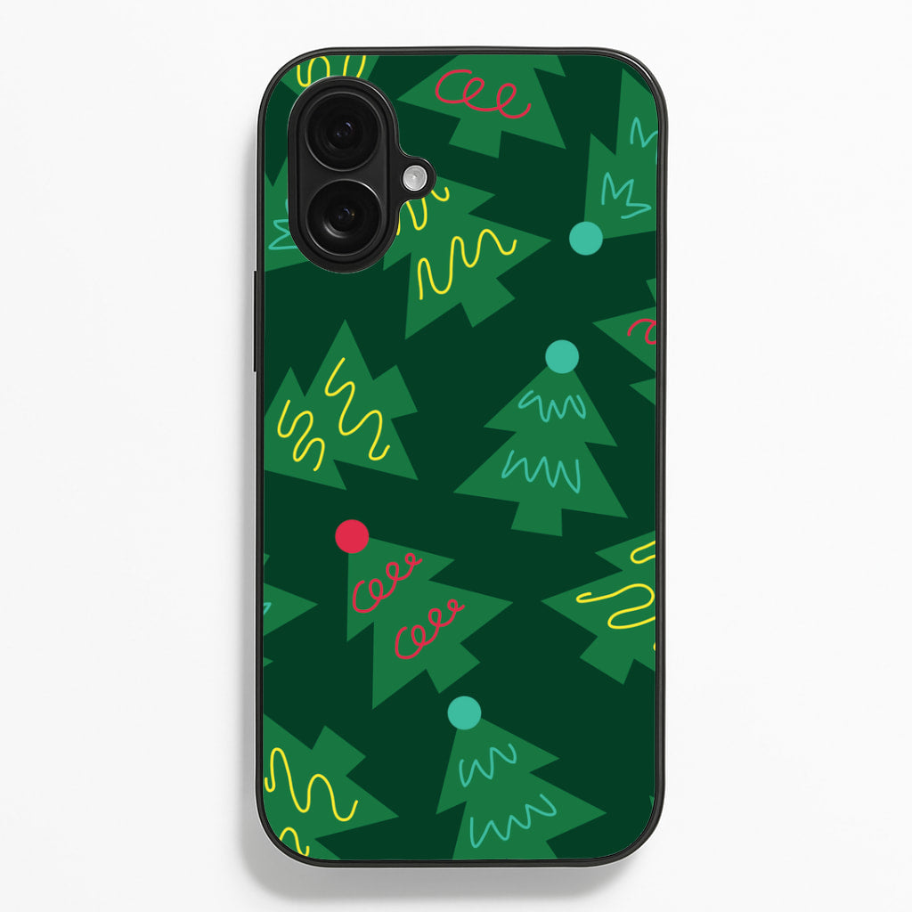 Abstract Christmas Trees Pattern iPhone 16 Plus Case