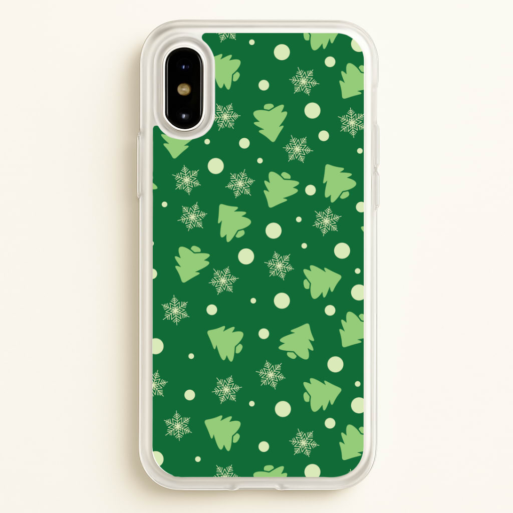 Cartoon Christmas Trees And Snowflakes Pattern iPhone X / XS Case
