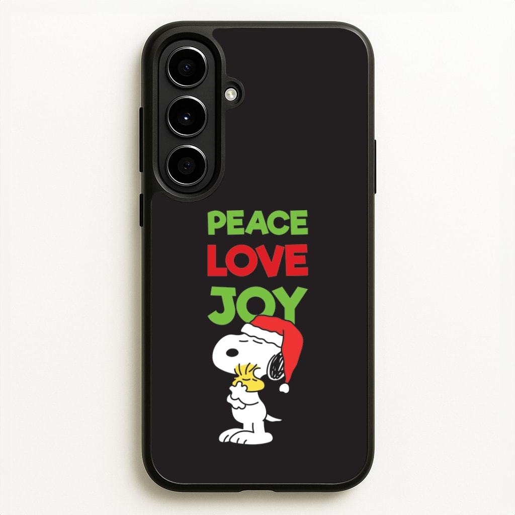 Peace, Love, Joy Christmas Cartoon Beagle Galaxy A56 Case