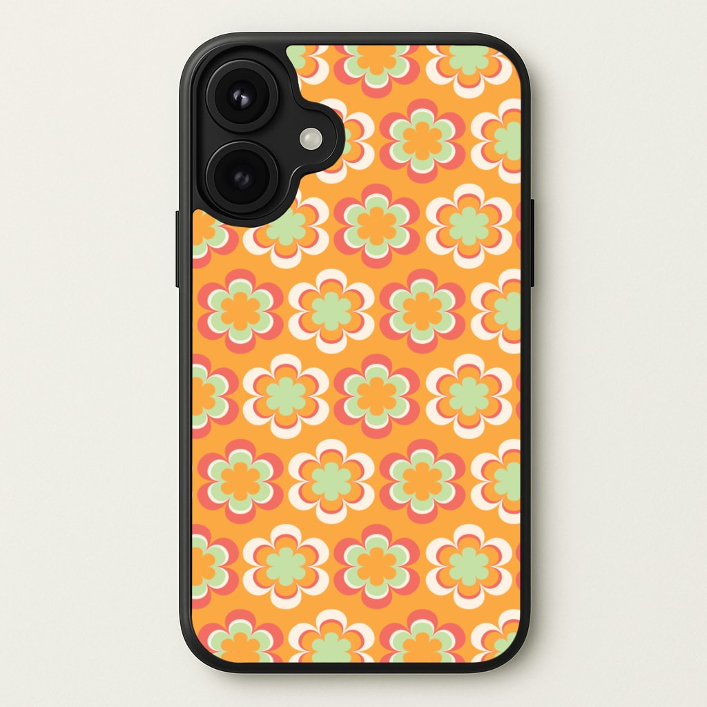 Orange Retro Flowers Pattern Phone Case for iPhone 17