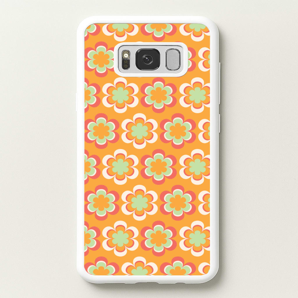 Orange Retro Flowers Pattern - Abstract Patterns Phone Case for Galaxy S8